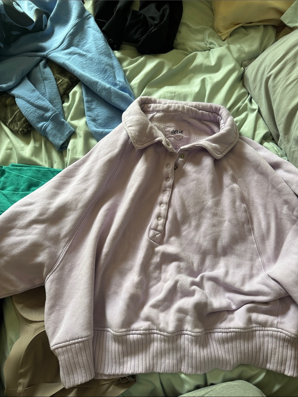 aerie Light Lavender Polo Collar Pullover Sweater
